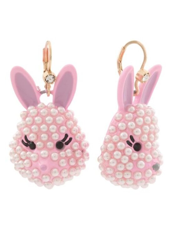 Betsey Johnson Jewelry - BETSEY JOHNSON Pink Pearl Easter Bunny Statement Earrings NEW